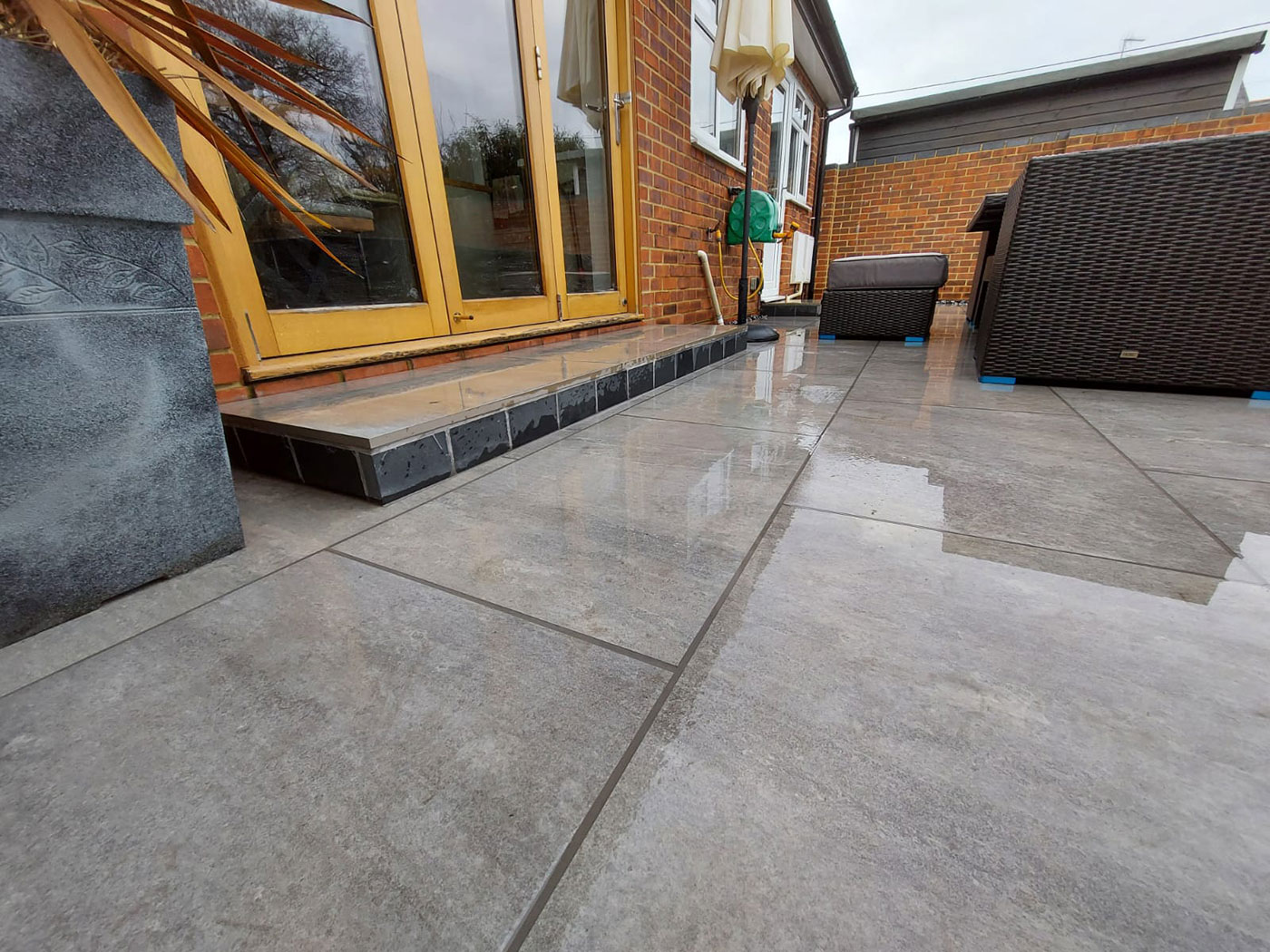 Slate and Brick step installed by Perfect Landscapes, Yateley, Hampshire