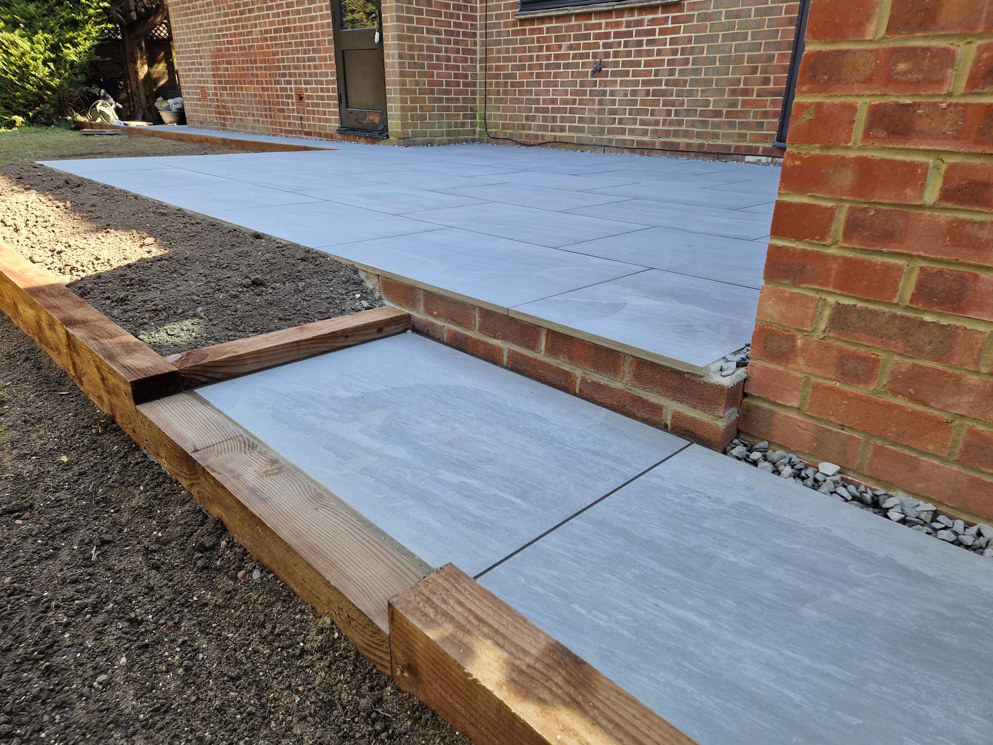 Sleeper Steps installed by Perfect Landscapes, Yateley, Hampshire